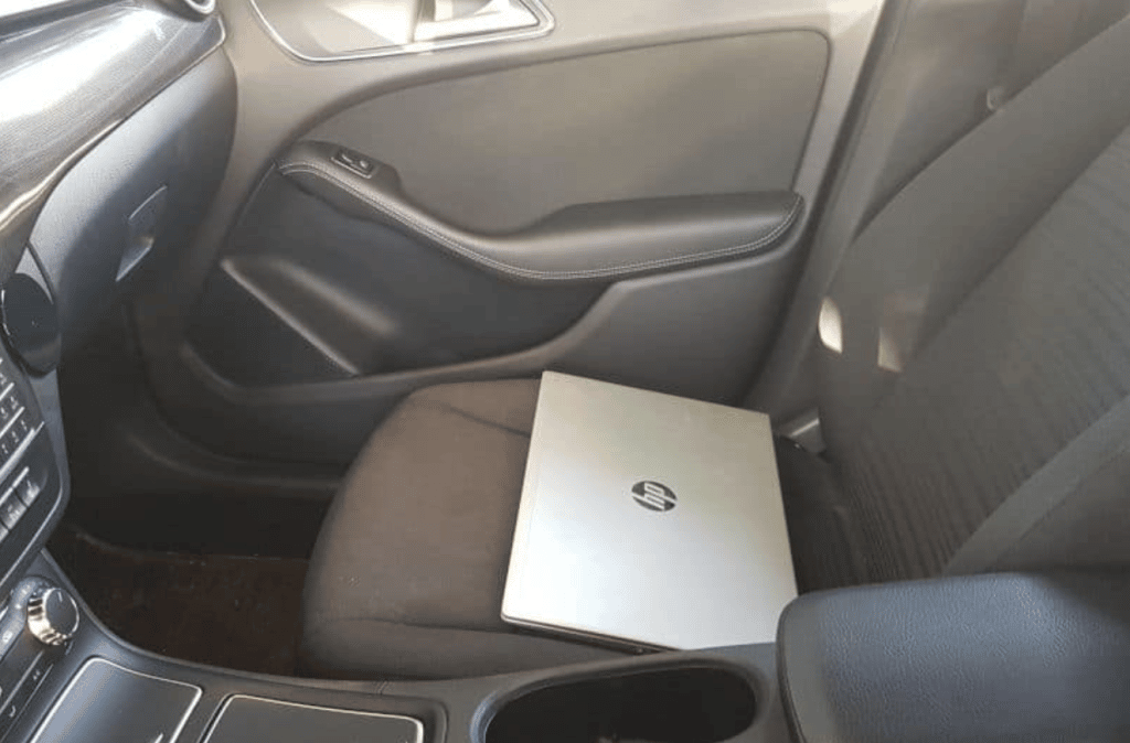 laptop in the car
